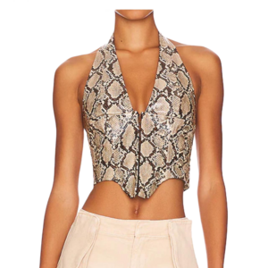 Miaou Mara vegan leather corset top